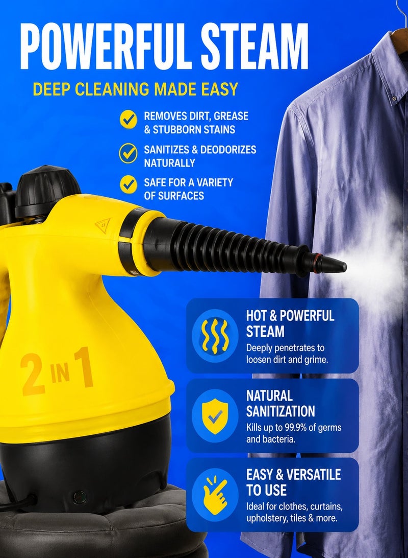 ARNOTEC Portable Handheld Steam Cleaner 1000w Multifunctional High Temperature With 9 Pieces Accessories Suitable For Kitchen Sofa Bathroom Window - Image 5