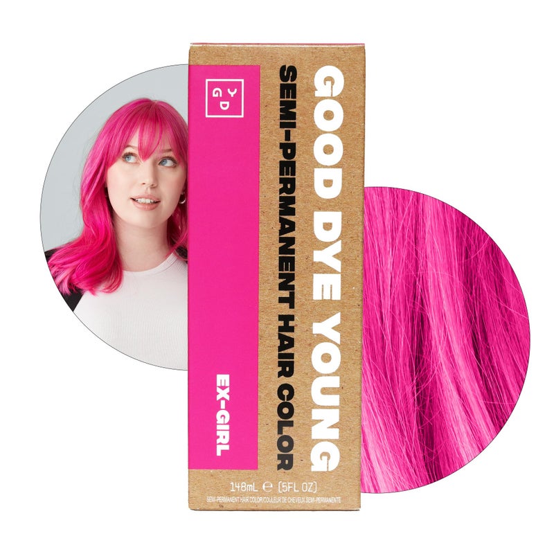 Good Dye Young Semi-Permanent Hair Color, Vegan and Cruelty-Free Pink Hair Dye, Last up to 24 Washes, Non-Damaging Conditioning Hair Color (5FL OZ, Ex Girl) - Image 1