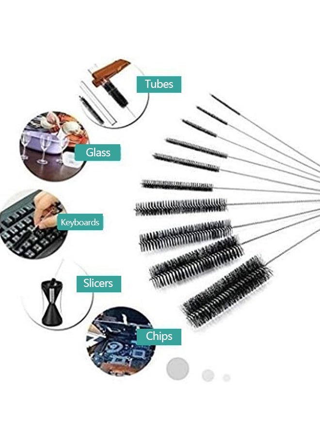 Bukela 10 Pieces Cleaning Brush Nylon Cleaning Bottle Brush Pipe Cleaning Brushes Tube Brushes Tube Bottle Straw Washing Cleaner Bristle Kit Tool Black  - Image 2