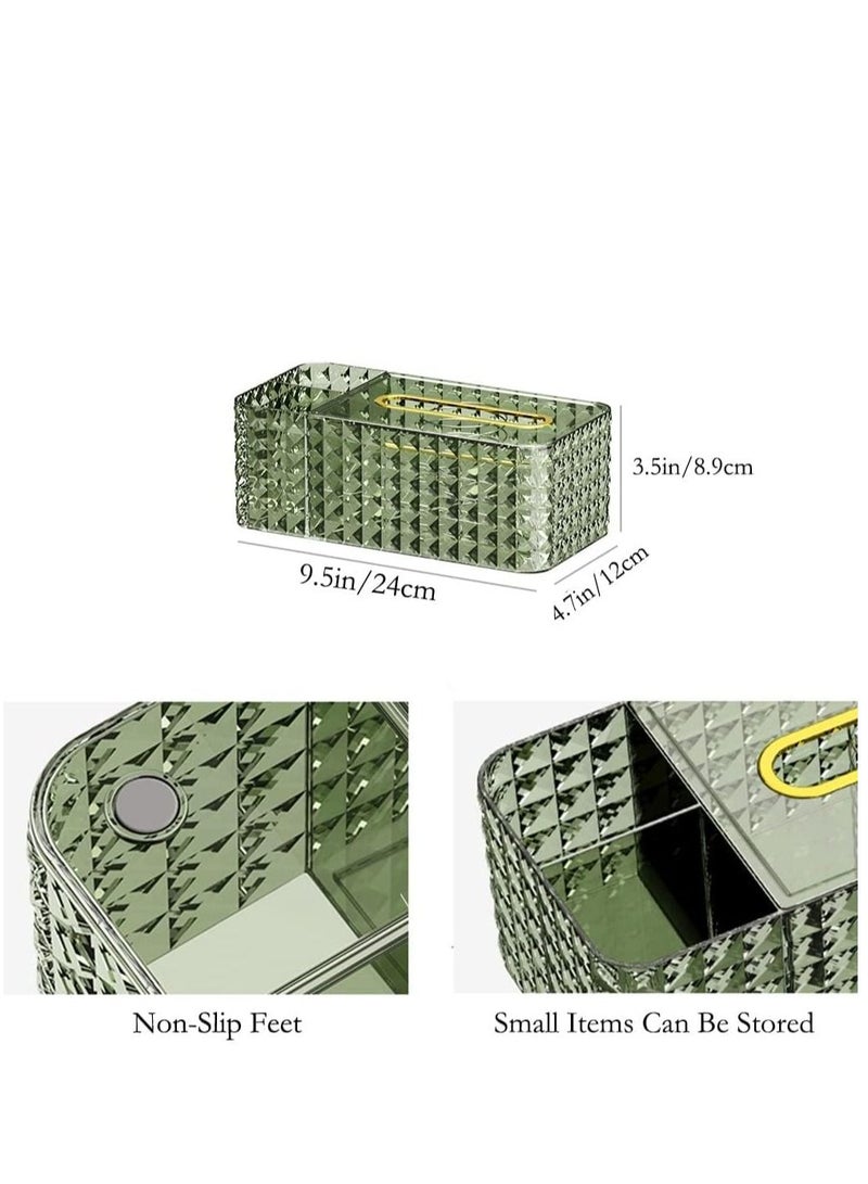 KASTWAVE حامل علبة مناديل ومنظم مكتبي، صندوق مناديل شفاف رائع شكل مستطيل، غلاف علبة مناديل متعدد الوظائف مع صندوق تخزين - 9.5 * 4.7 * 3.5 بوصات (أخضر) - Image 4