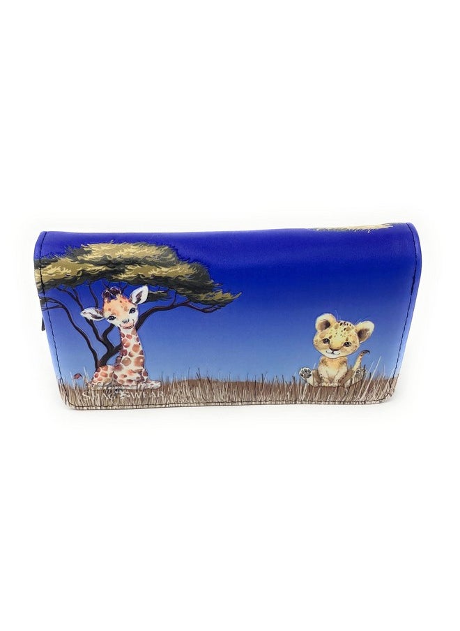 Shag Wear Babies Of Africa Large Baby Animal Safari Wallet For Women And Teen Girls Vegan Faux Leather 7 Blue  - Image 2