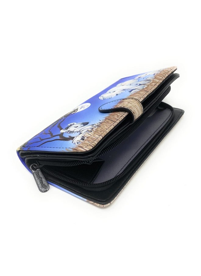 Shag Wear Babies Of Africa Large Baby Animal Safari Wallet For Women And Teen Girls Vegan Faux Leather 7 Blue  - Image 3