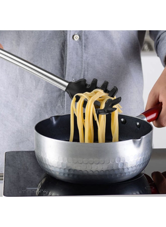 Bukela Spaghetti Spoon and Pasta Tong,Non-stick 13-Inch Silicone Spaghetti Fork and 9.8-Inch Stainless Steel Handle Spaghetti Tong Food Clip for Spaghetti Noodle 2 Pieces - Image 2