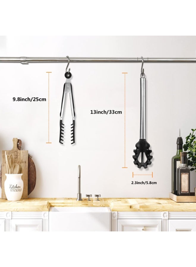 Bukela Spaghetti Spoon and Pasta Tong,Non-stick 13-Inch Silicone Spaghetti Fork and 9.8-Inch Stainless Steel Handle Spaghetti Tong Food Clip for Spaghetti Noodle 2 Pieces - Image 5