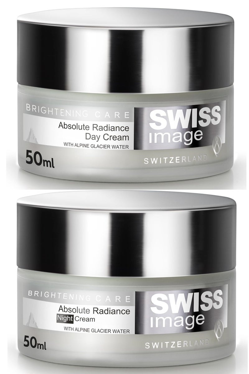 سويس إيمدج كريم نهاري للعناية بإشراقة البشرة المطلقة، 50 مل مع كريم ليلي لإشراقة البشرة المطلقة، 50 مل، للرجال والنساء، جميع أنواع البشرة - Image 1