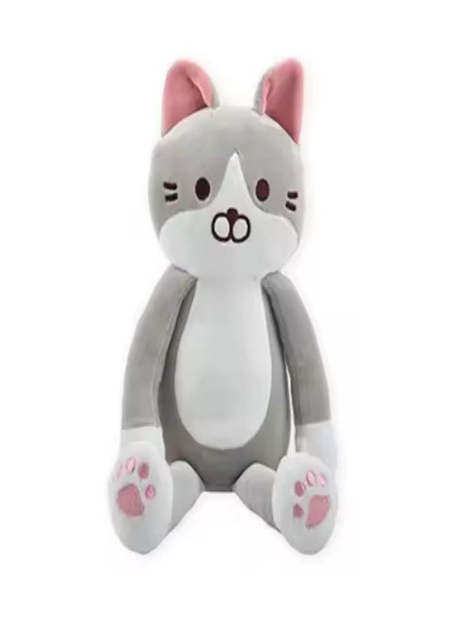 TechMax Solution White Grey Long Hand Leg Cat Plush Pillow - Image 1