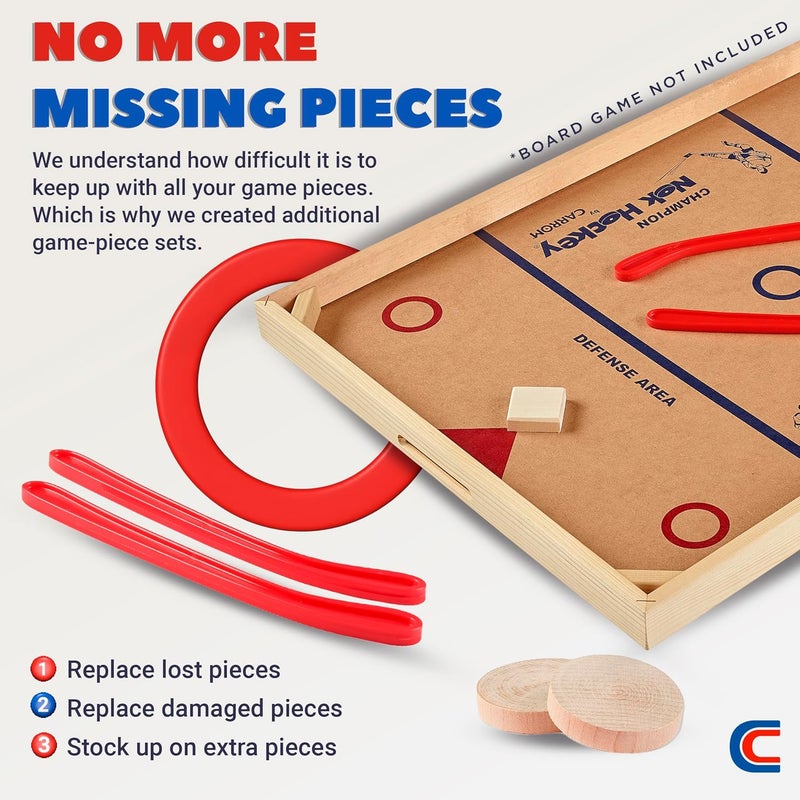 Carrom Champion Nok Hockey Game Equipment Set — Includes 2 Sticks and 2 Wood Pucks — Extra Accessories for Board Games for Adults & Children - Image 4