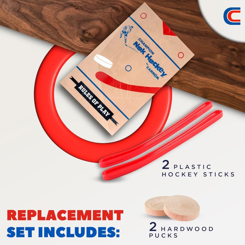 Carrom Champion Nok Hockey Game Equipment Set — Includes 2 Sticks and 2 Wood Pucks — Extra Accessories for Board Games for Adults & Children - Image 2