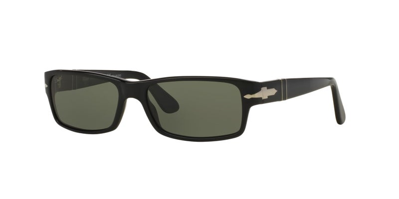 Persol PO2747S Rectangular Sunglasses, Black/Green Polarized, 57 mm - Image 2