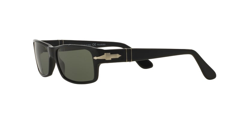 Persol PO2747S Rectangular Sunglasses, Black/Green Polarized, 57 mm - Image 3