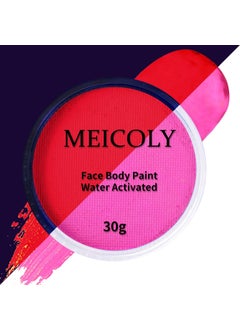 MEICOLY MEICOLY Neon Hot Pink Face Paint,Water Activated Face Paint,Glow in The Dark Full Body Paint,Washable Non-toxic Fluorescent Single Color Body Paint,1.05oz,Neon Hot Pink/UV Pink 
