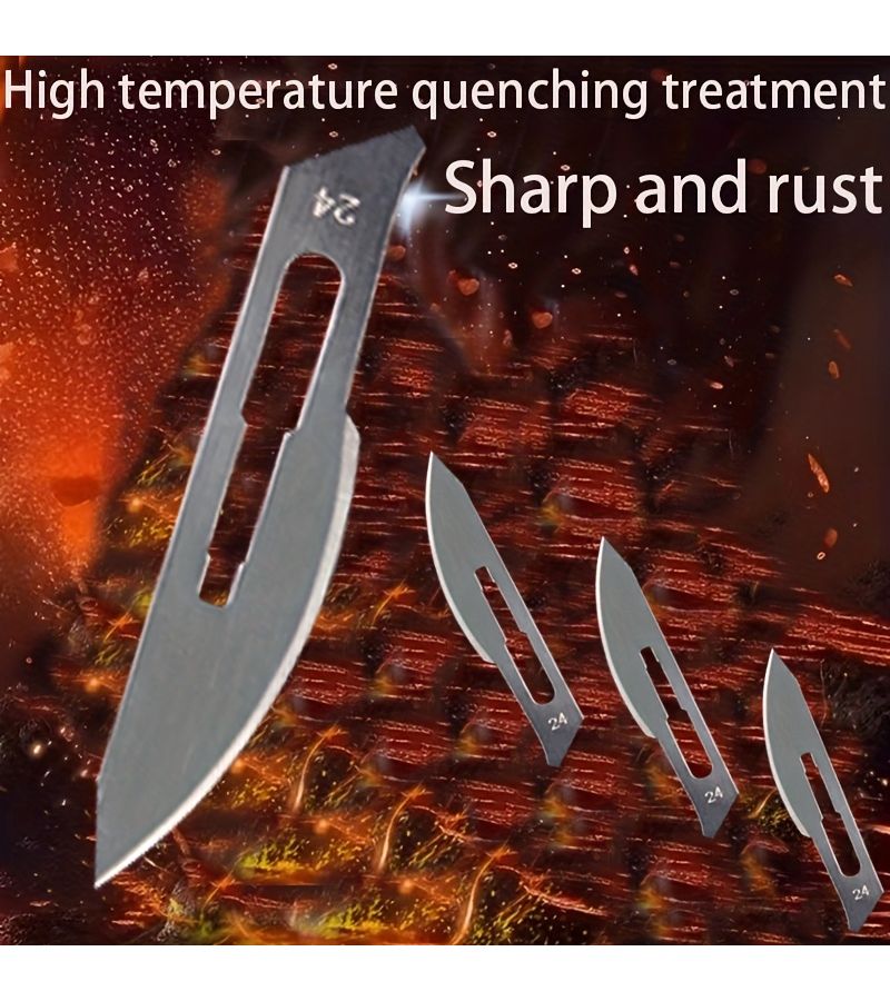 24 Pack 100 Pieces Carbon Steel Carving Blades With 2 Knife Holders Durable Sharp - Image 3
