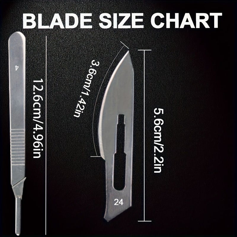 24 Pack 100 Pieces Carbon Steel Carving Blades With 2 Knife Holders Durable Sharp - Image 4