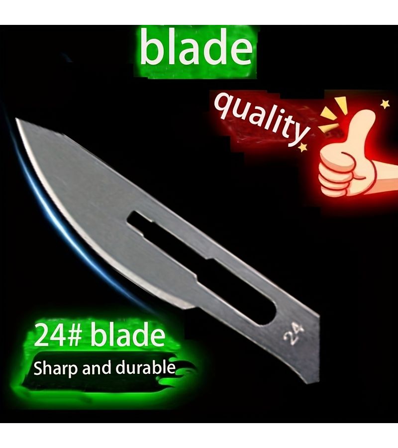 24 Pack 100 Pieces Carbon Steel Carving Blades With 2 Knife Holders Durable Sharp - Image 2