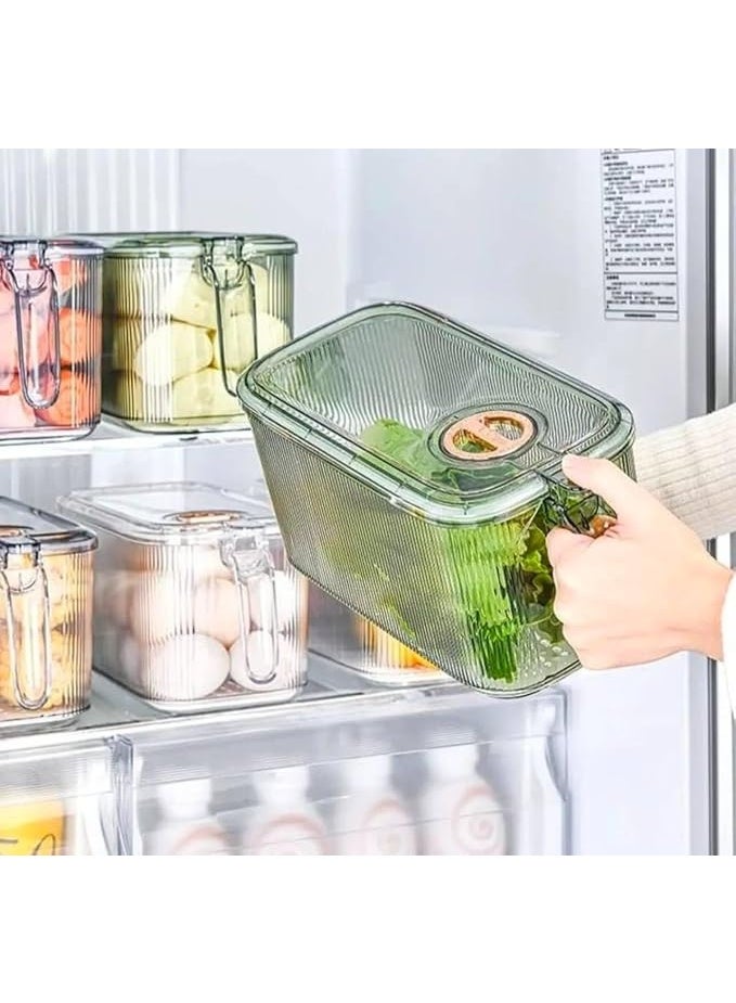 Acrylic Refrigerator Drawer Organizer – Airtight Lid to Keep Fruits and Vegetables Fresh – Comfortable Handle for Carrying and Moving AR - Image 2