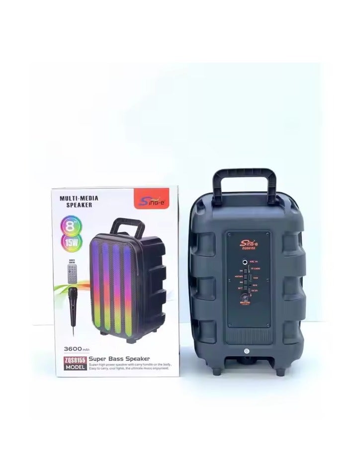 ZQS8155 Latest Speaker Box 8inch Big TWS Rechargeable Speaker With Screen - Image 3