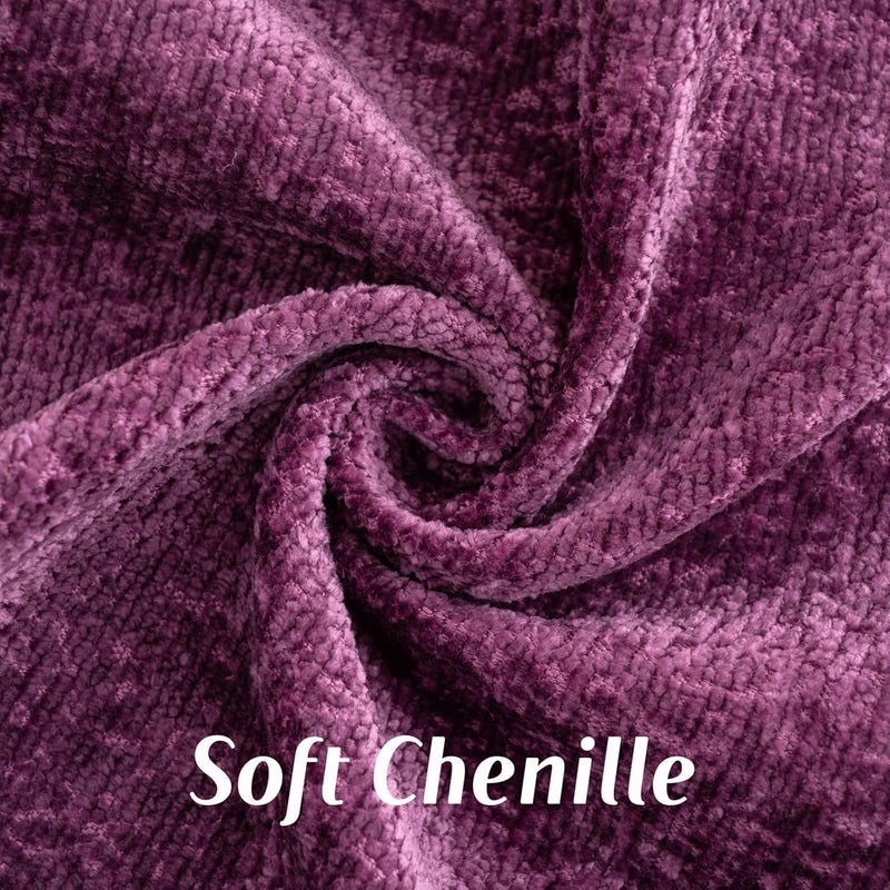 FUTEI Purple Chenille Throw Pillow Covers 18x18 Inch Set of 2,Soft Cozy Bound Edge Design Cushion Case,Home Decor for Couch Bed Living Room - Image 2
