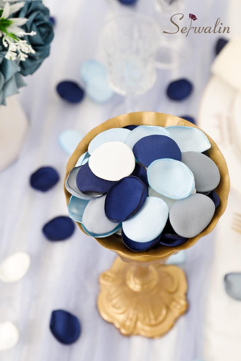 Serwalin 300Pcs Silk Rose Petals Flower Petals for Weddings Dusty Navy Blue Petals Flower Girl Petals for Wedding Flower Girl Basket Aisle Runner Bridal Shower - Image 2
