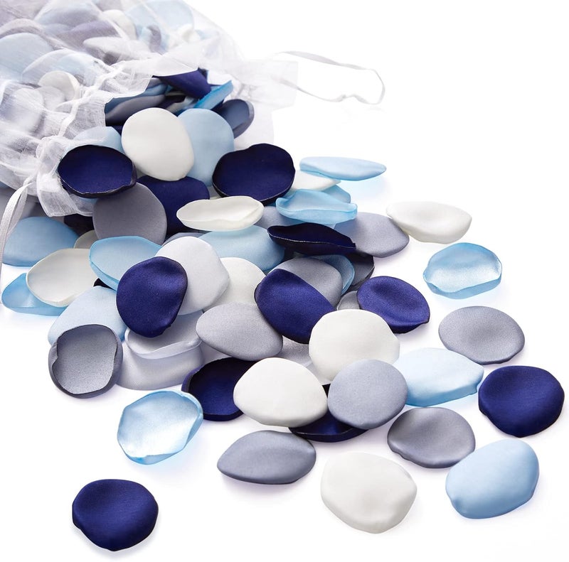 Serwalin 300Pcs Silk Rose Petals Flower Petals for Weddings Dusty Navy Blue Petals Flower Girl Petals for Wedding Flower Girl Basket Aisle Runner Bridal Shower - Image 1