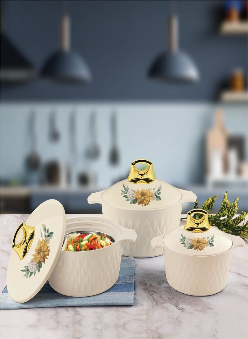 BASURRAH 3-Piece Thermal Food Container Set with Tight-Fit Lids – Double Insulation Keeps Food Hot or Cold, Capacities 1000/1500/2500 ml, Perfect for Serving and Storing Meals - Image 1