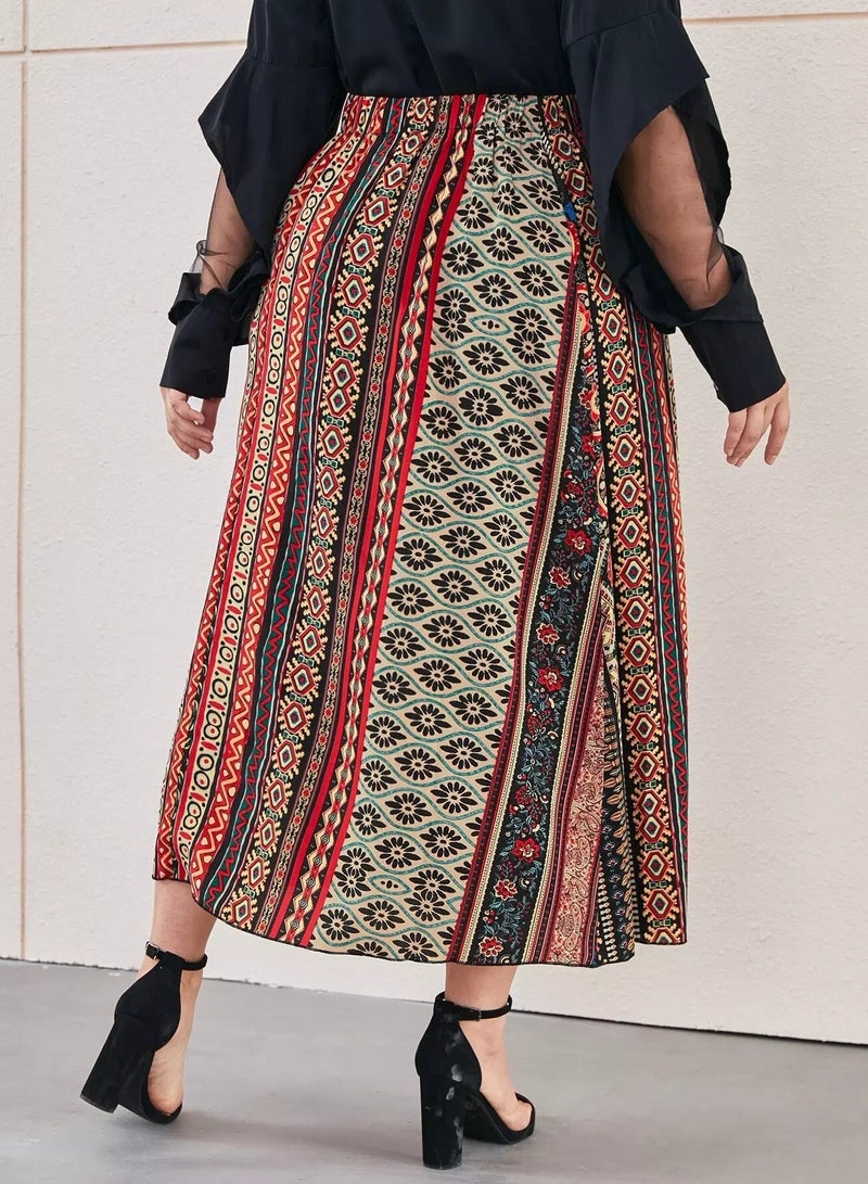 Plus Paisley & Floral Print Skirt  - Image 2
