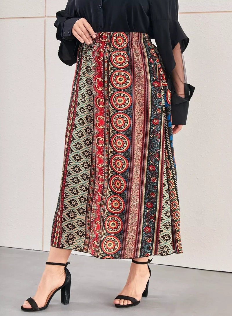 Plus Paisley & Floral Print Skirt  - Image 3