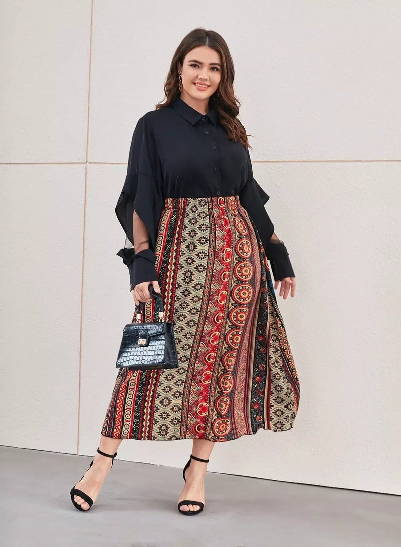 Plus Paisley & Floral Print Skirt  - Image 5
