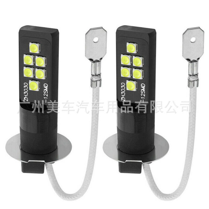 High-Power LED Fog Light 12-LED Array White H3 - Enhanced Visibility in Foggy Conditions Durable Construction for H1 881 880 3030 Models