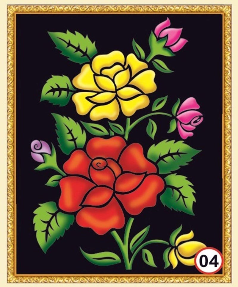 Rainbow DIY - Emboss Painting Kit, Flowers, Medium(13x19 inch), Design No. 04 - Image 1