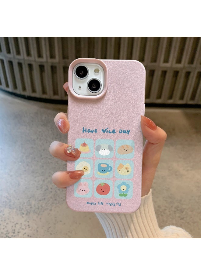 NIBEMINENT Cake Cat Dog Protective TPU Case Cover For iPhone 15 Pro Max, Pink