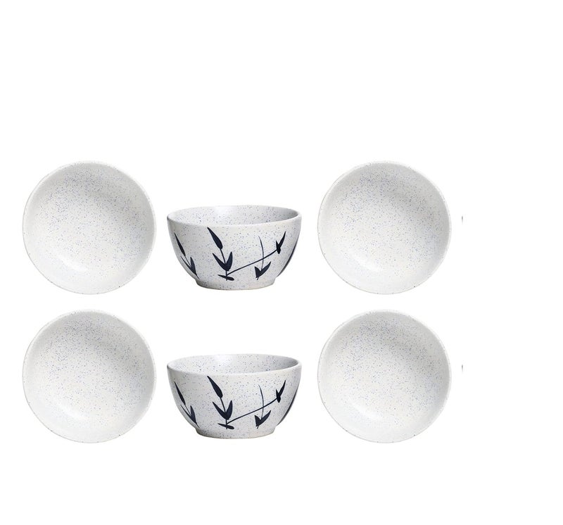 Caffeine Ceramic Handmade White Bamboo katori Bowl Set of 6 - Image 4