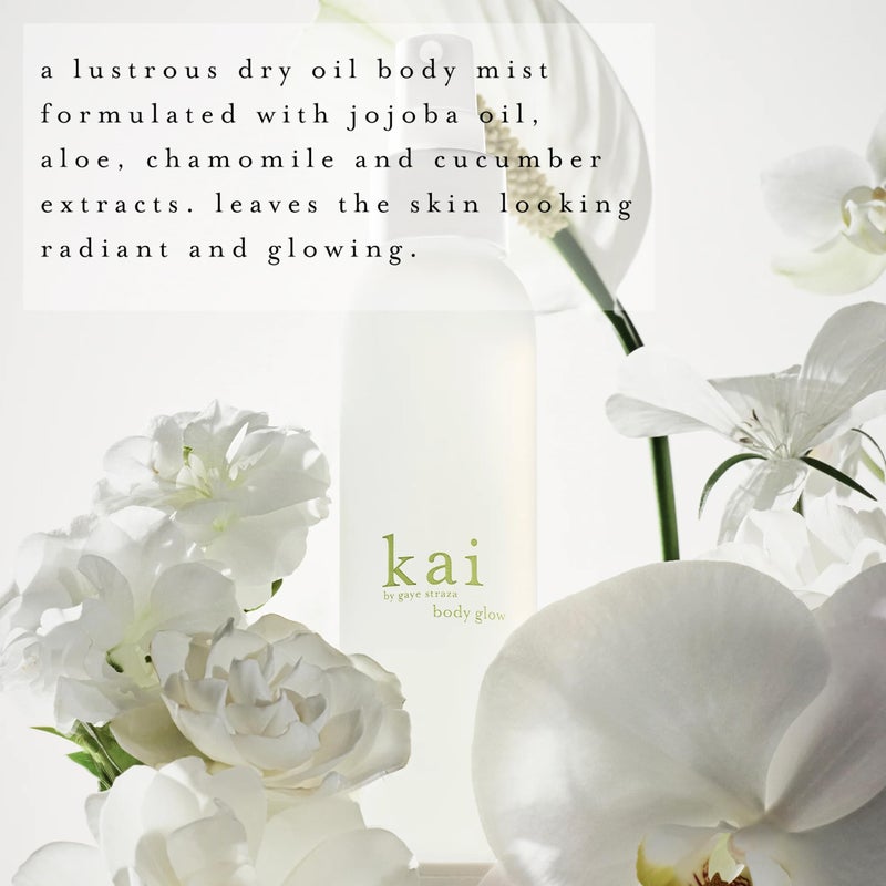 kai body glow, 4 Fl Oz, dry body oil with jojoba, chamomile, cucumber extracts, moisturizes and leaves a radiant glow with a fresh + clean fragrance, vegan, cruelty free, made in the usa - Image 2
