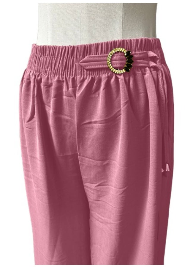 Womens Free Size High Waisted Long Wide Leg Palazzo Trouser - Image 3