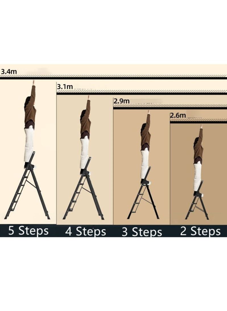 SUNRISE - Ladders Step Foldable Ladder Folding 6 Steps Stool with Wide Anti-Slip Pedal Home  Steps Sturdy Steel Ladder Handy Handle Portable Steel Step Stool - Image 1