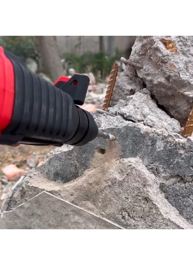 GearZone Cordless Electric Hammer Drill, 21V High Power, With Accessories Set, for Metal Concrete & Wood Drilling, With Two Lithium Batteries-Red  - Image 4