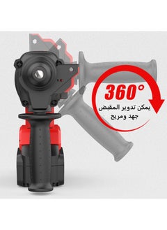 GearZone Cordless Electric Hammer Drill, 21V High Power, With Accessories Set, for Metal Concrete & Wood Drilling, With Two Lithium Batteries-Red  - Image 3