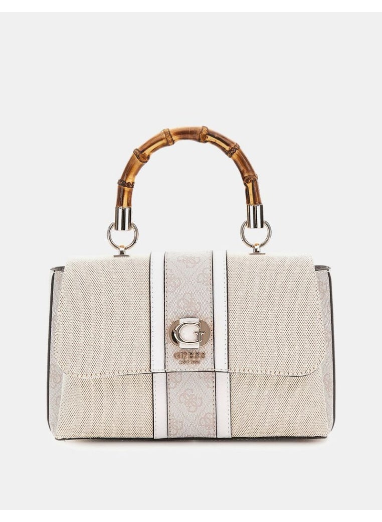 جس حقيبة يد نسائية من Guess بمقبض علوي من الخيزران - بيج - Image 1