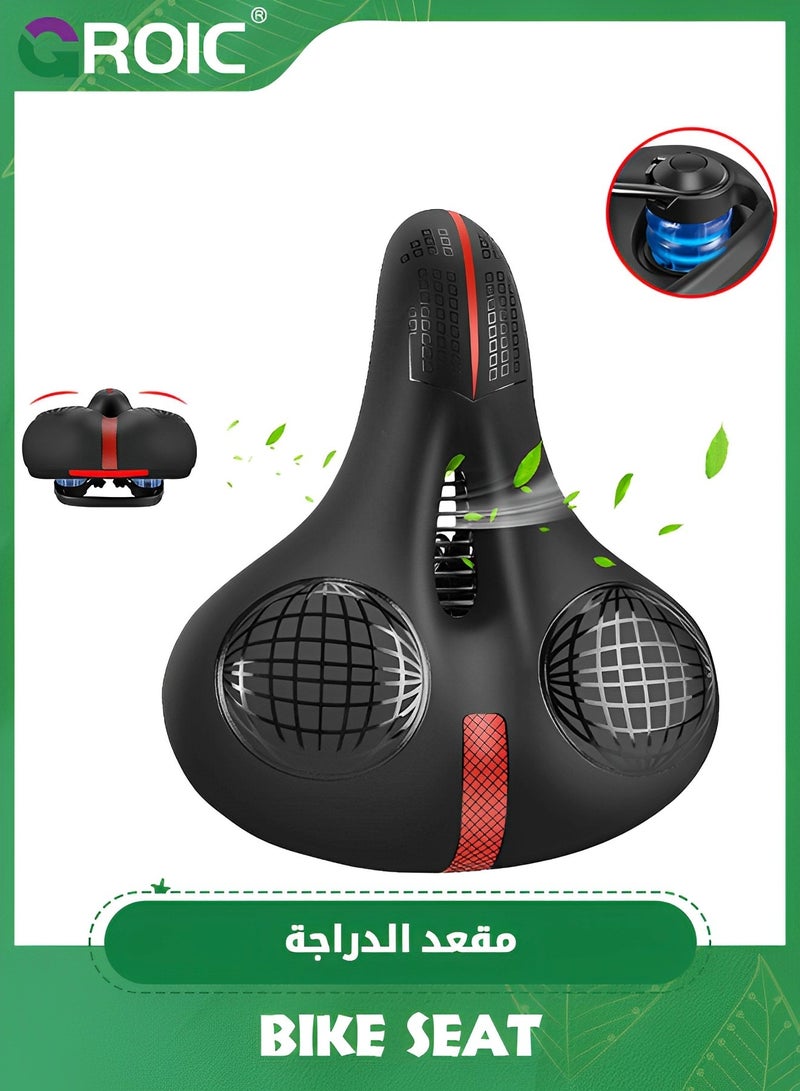 GROIC مقعد دراجة مريح، سرج دراجة، مقعد دراجة عريض، وسادة مقعد دراجة جل مبطنة برغوة الذاكرة، سرج دراجة بديل لمقعد الدراجة الجبلية، دراجة - Image 1