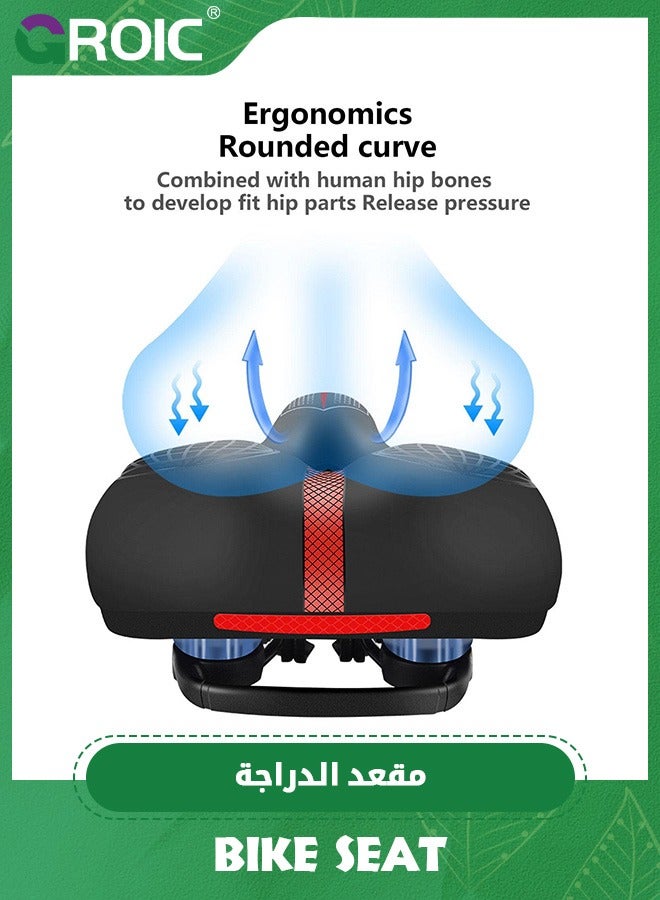 GROIC مقعد دراجة مريح، سرج دراجة، مقعد دراجة عريض، وسادة مقعد دراجة جل مبطنة برغوة الذاكرة، سرج دراجة بديل لمقعد الدراجة الجبلية، دراجة - Image 3