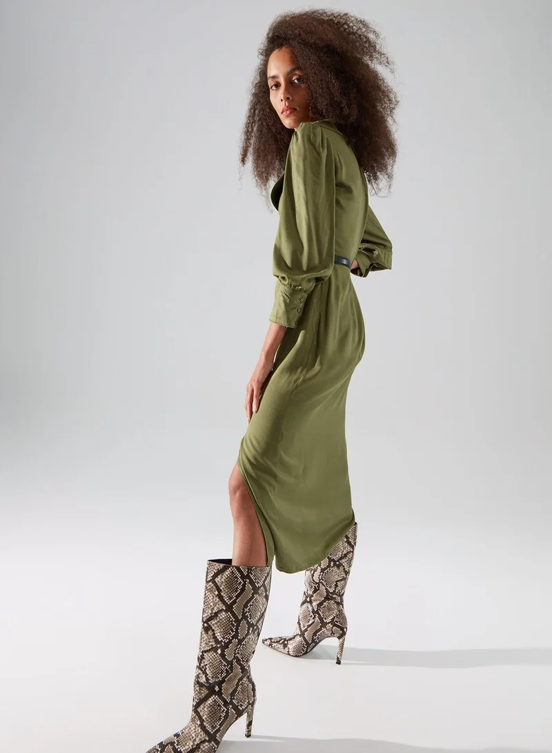 trendyol Pleated Wrap Dress
