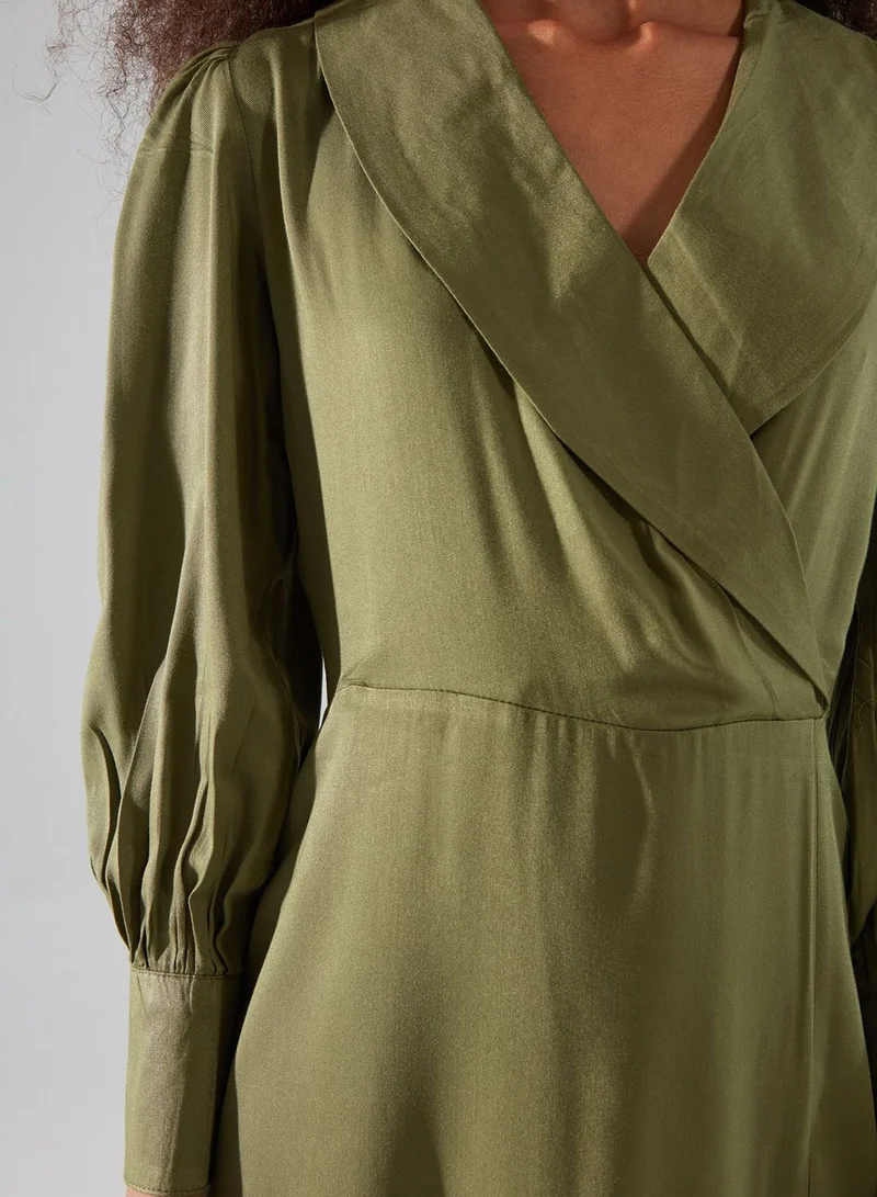 trendyol Pleated Wrap Dress
