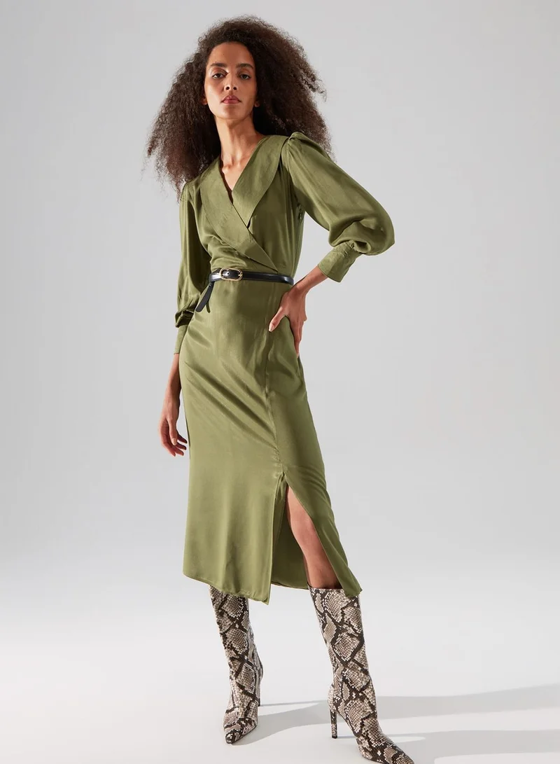 trendyol Pleated Wrap Dress