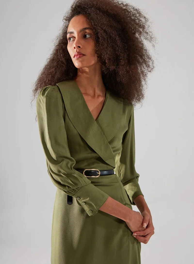 trendyol Pleated Wrap Dress