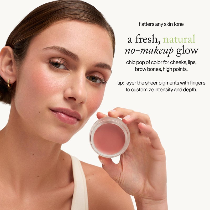 goop Beauty Cream Blush | Sheer Pop of Color for Lips & Cheeks | Vitamin C, Vitamin E & Safflower Oil | Natural Makeup for Glowing Skin | 0.5 oz | Whiskey - Warm Terracotta - Image 5