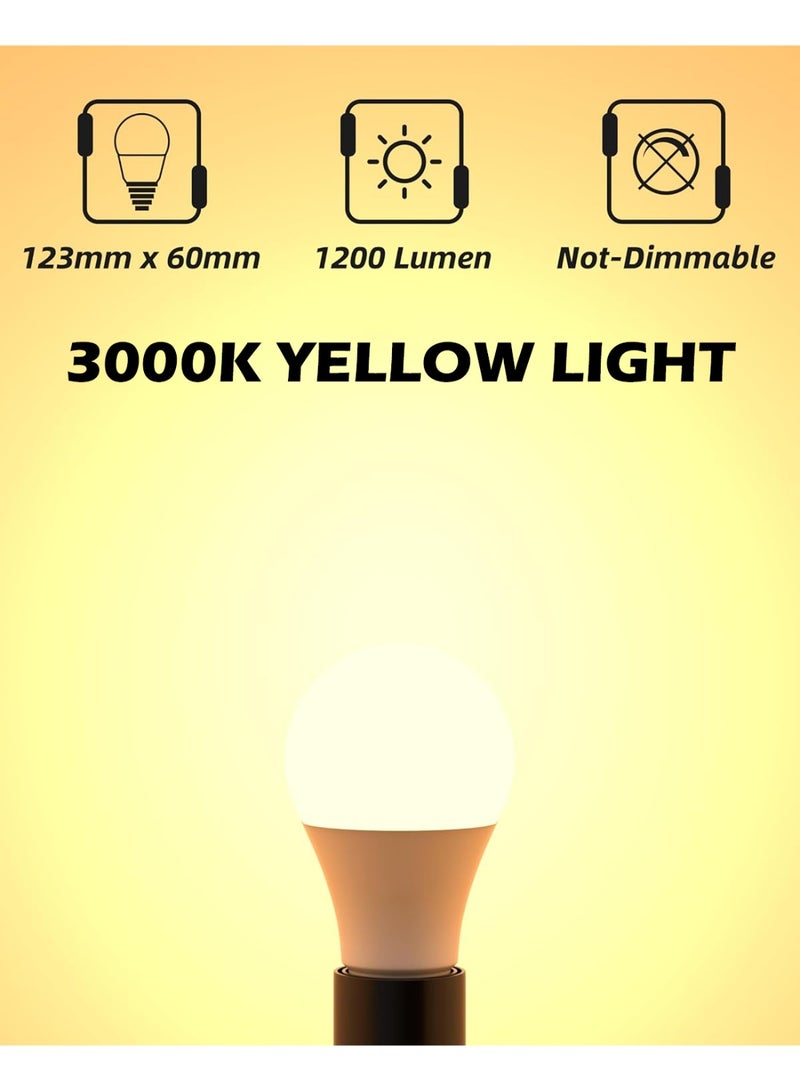 5 Packs Of E27 Screw LED Bulb 100W Equivalent – Yellow Light, 1200LM, Non-Dimmable - Image 4