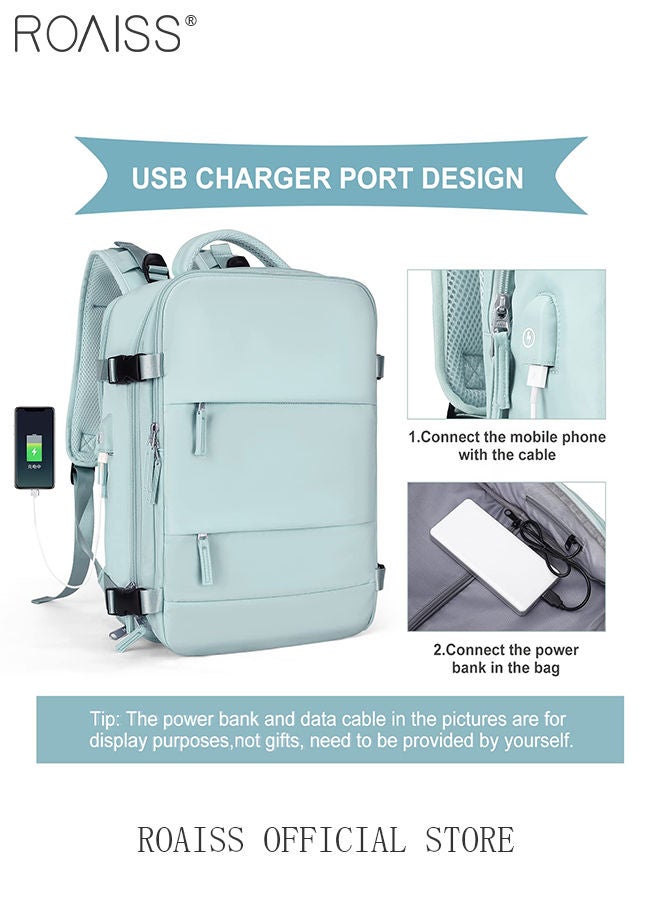 roaiss Travel Backpack for Men Women Carry On Backpack with USB Charging Port Shoe Compartment 15.6 Inch Laptop Backpack Flight Approved College School Bag Casual Daypack for Weekender Business Hiking  - Image 3