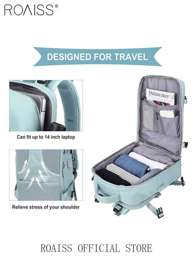 roaiss Travel Backpack for Men Women Carry On Backpack with USB Charging Port Shoe Compartment 15.6 Inch Laptop Backpack Flight Approved College School Bag Casual Daypack for Weekender Business Hiking  - Image 2