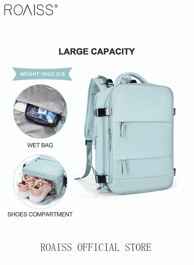 roaiss Travel Backpack for Men Women Carry On Backpack with USB Charging Port Shoe Compartment 15.6 Inch Laptop Backpack Flight Approved College School Bag Casual Daypack for Weekender Business Hiking  - Image 5