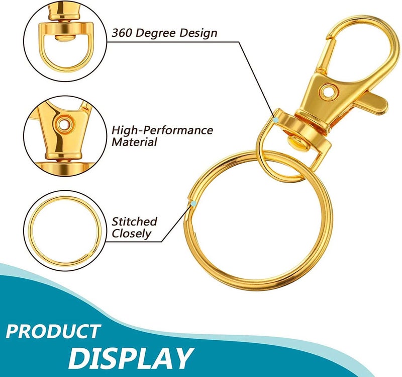 DIY Crafts (3 Pcs Swivel Snap D Hooks, Silvery Bright) Keyrings & Keychains Round Swivel Snap Hooks Key Rings Metal For Lanyard, ID, Bags, Wallets, Luggage DIY Making Colour Choice Available - Image 3