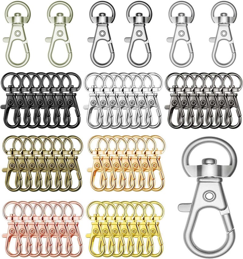 DIY Crafts (3 Pcs Swivel Snap D Hooks, Silvery Bright) Keyrings & Keychains Round Swivel Snap Hooks Key Rings Metal For Lanyard, ID, Bags, Wallets, Luggage DIY Making Colour Choice Available - Image 1
